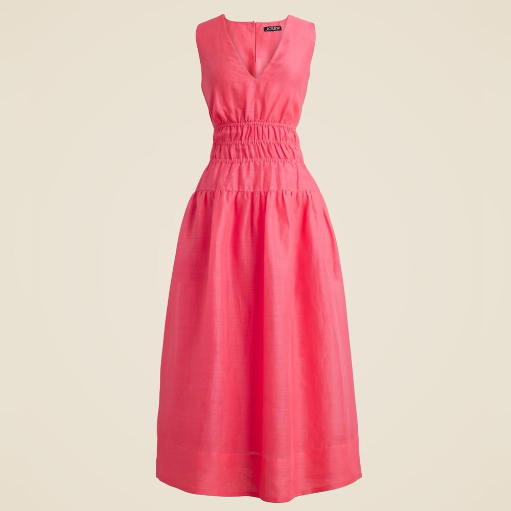 J.Crew Coral Ramie Smocked-Waist Dress — Size L
🌺 Airy | Textured | Flattering